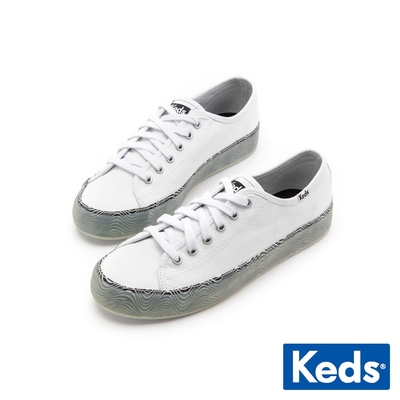 keds KICKSTART 幾何藝術果凍帆布鞋-白 9224W123458