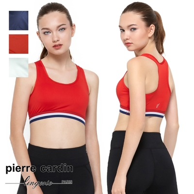 【pierre cardin 皮爾卡登女性內衣】活力挖背無鋼圈運動內衣-藍