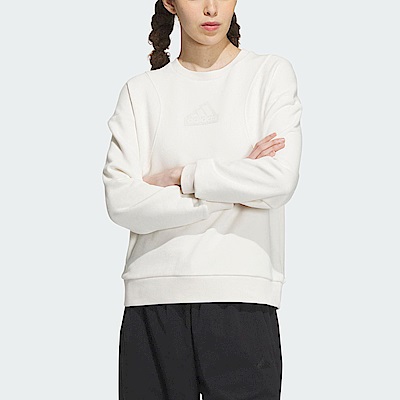 Adidas City ESC Crew [IP7072] 女 長袖 上衣 衛衣 亞洲版 運動 訓練 休閒 棉質 白