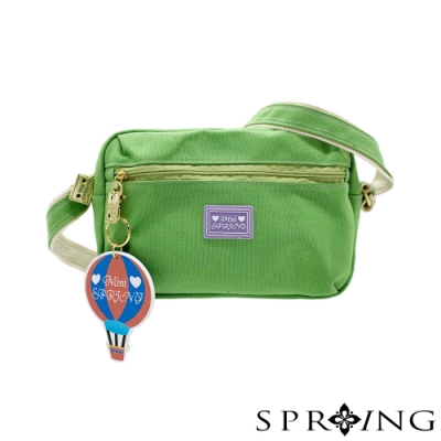 MINI SPRING-一起旅行吧熱氣球帆布側背包-草地綠
