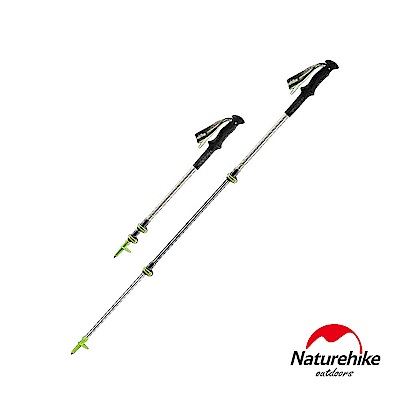 Naturehike 長手把D006碳纖維鋁合金三節外鎖登山杖 月光銀-急