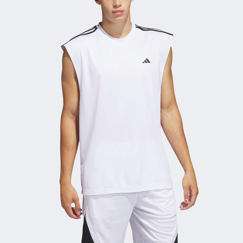 Adidas All World Tank IC2468 男 無袖背心 球衣 籃球 運動 圓領 吸濕排汗 透氣 白