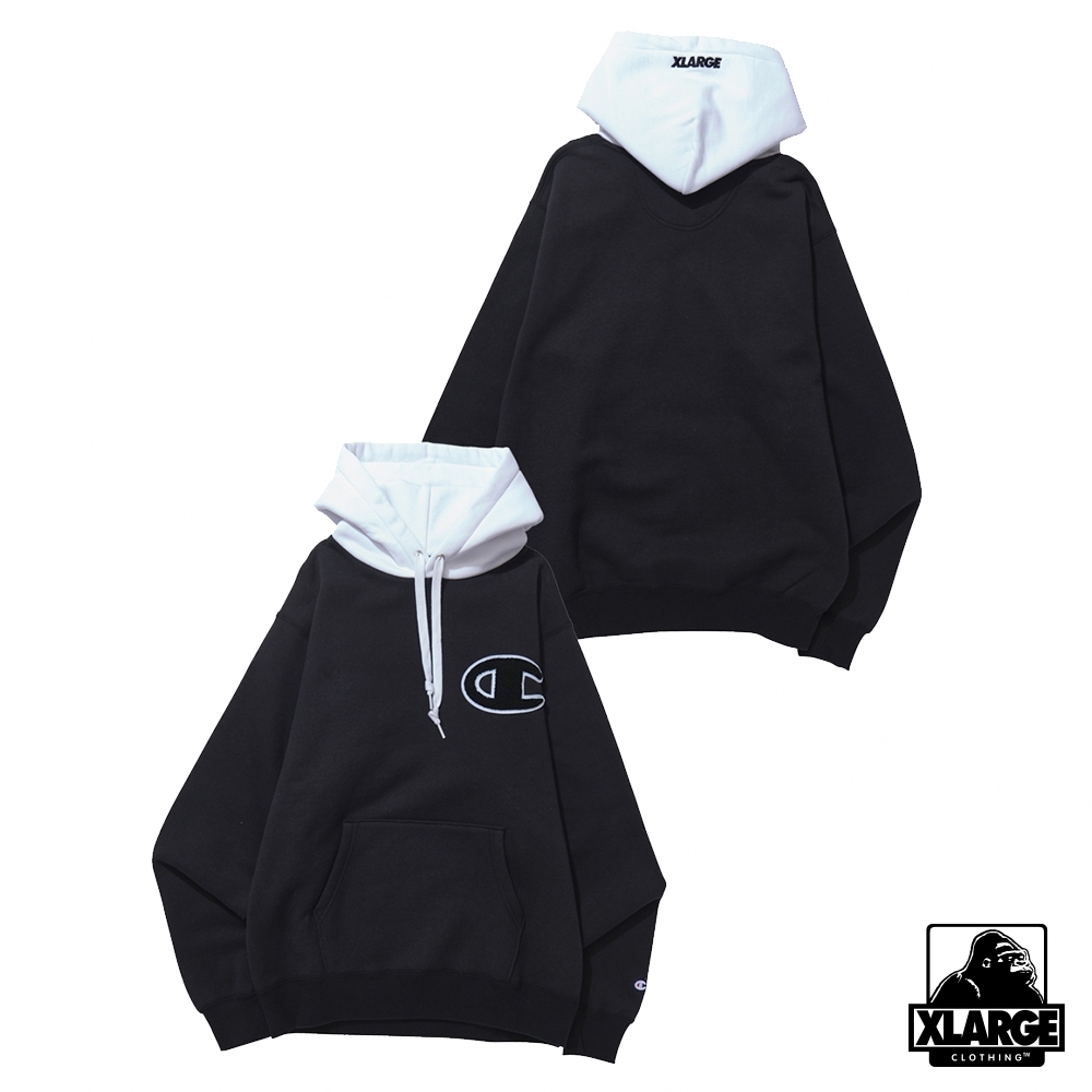 XLARGE CHAMPION PULLOVER SWEAT HOODIE聯名款帽T-黑