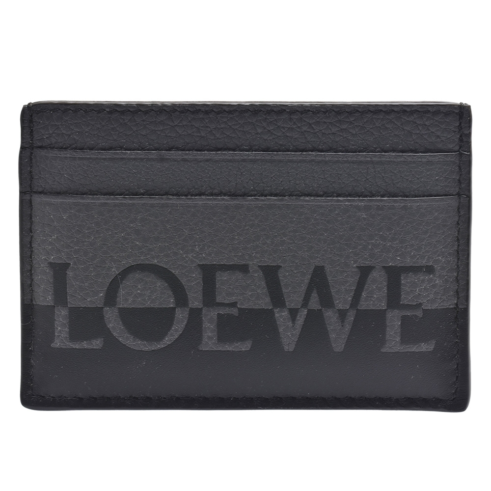 LOEWE 經典品牌LOGO雙色小牛皮萬用卡夾(黑/灰色)