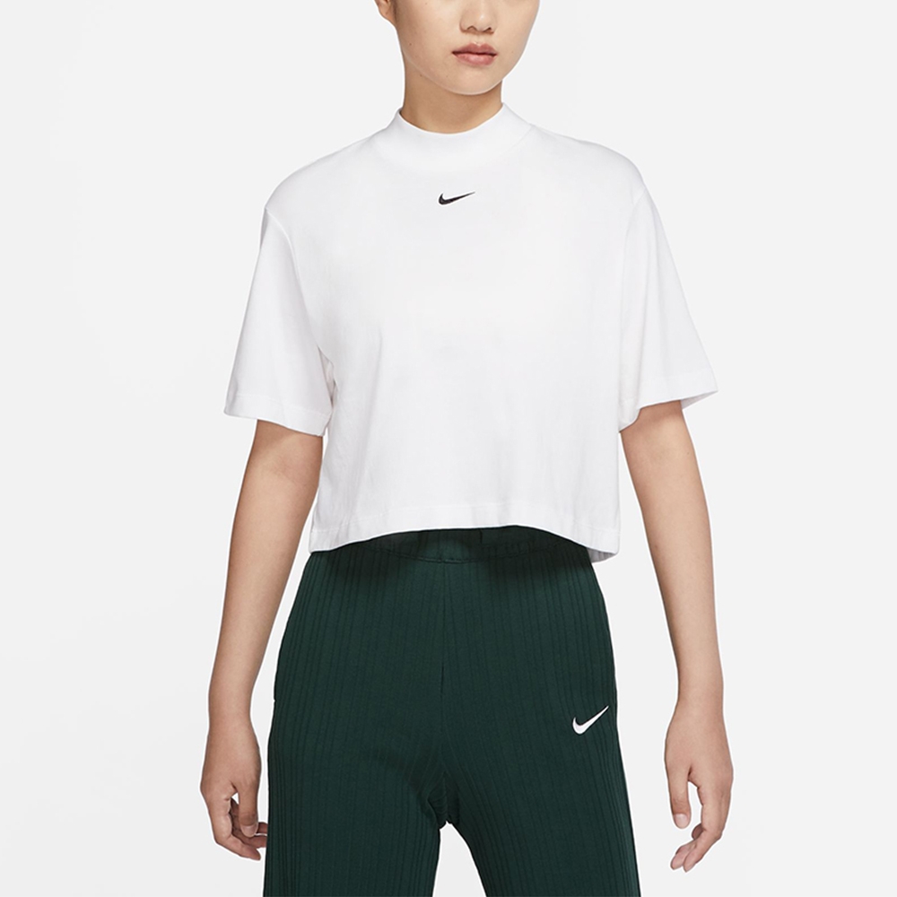 NIKE 上衣  短袖上衣 運動 短版 女款 白 DQ6197100 ASWNSW ESSNTL MOCK BOXY SS TOP