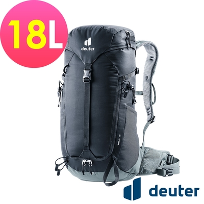 【deuter 德國】TRAIL 18L輕量拔熱透氣背包3440124黑/單日健行登山包/日常休閒旅遊包*