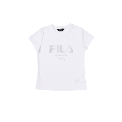 FILA KIDS 女童短袖圓領上衣-白色 5TEY-4916-WT