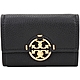 TORY BURCH Miller 雙T鏤空標誌荔枝牛皮卡片夾/零錢包(黑色) product thumbnail 1