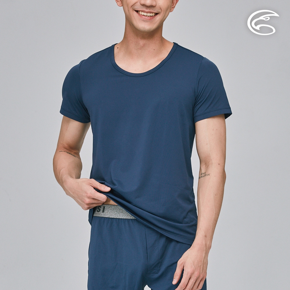 ADISI 男Tactel Pro短袖快乾排汗圓領內衣AL2311078 (S-2XL) 海藍 (海藍)