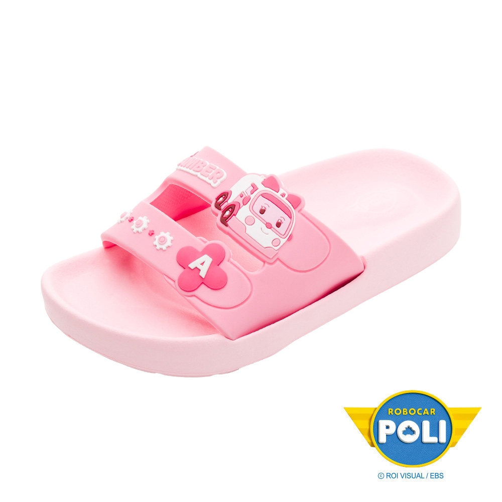 POLI 波力童鞋-正版童鞋 波力 勃肯拖鞋/輕量 舒適 好穿脫 台灣製 粉紅(POKS34013)