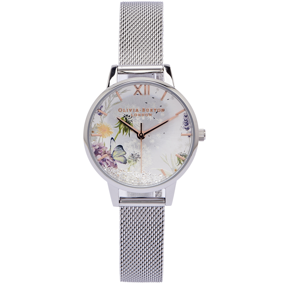 OLIVIA BURTON 蒲公英的水晶魔力款手錶(OB16SG03)-銀面/30mm