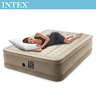 INTEX 超厚絨豪華內建電動幫浦雙人加大充氣床-寬152cm(64457)