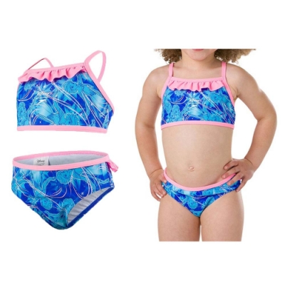 SPEEDO 女童休閒兩截式泳裝-冰雪奇緣-迪士尼 泳衣 游泳 兩件式 SD807971C783 粉紅藍