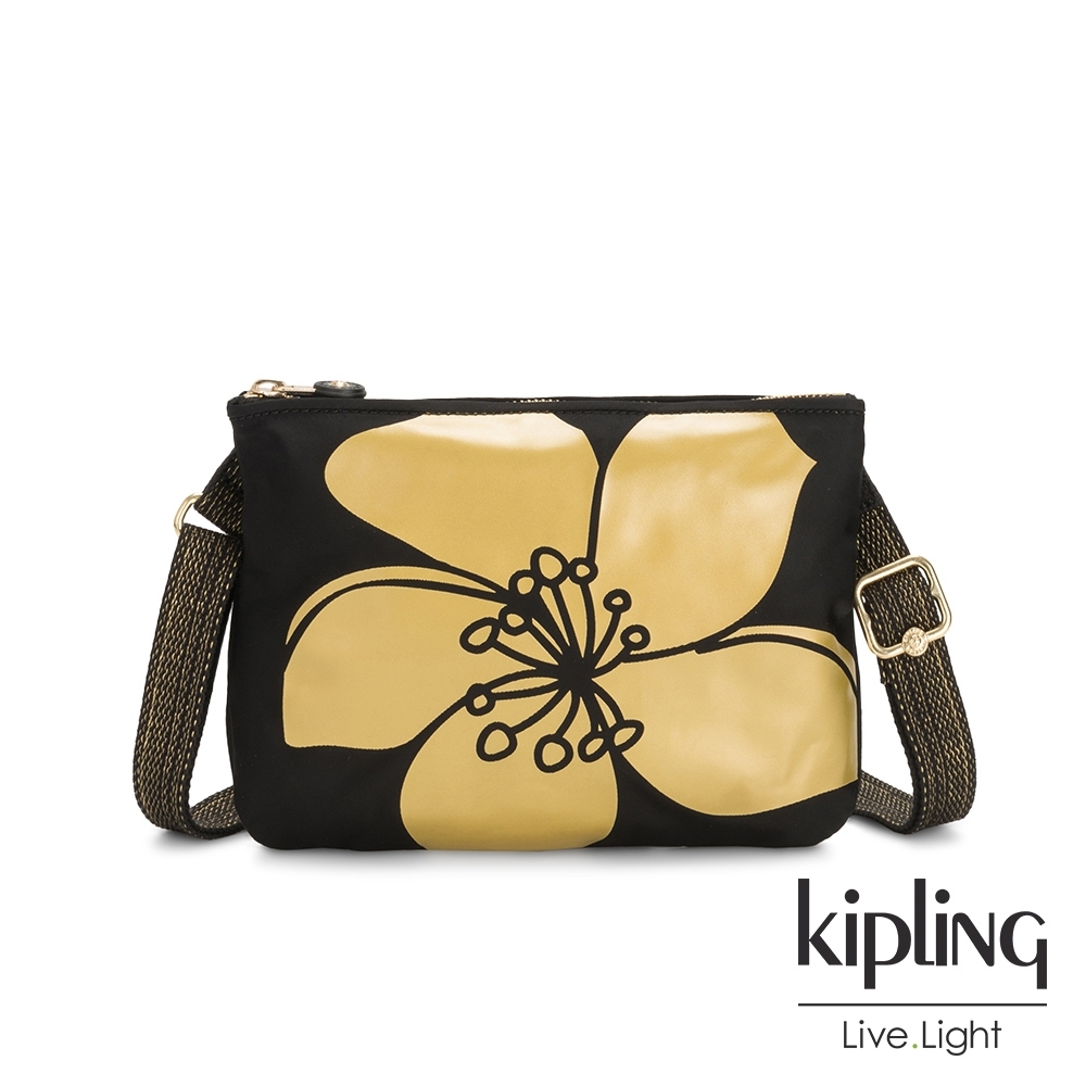 Kipling 黑底金枝桃花的綻放側背方便小包-MAI POUCH