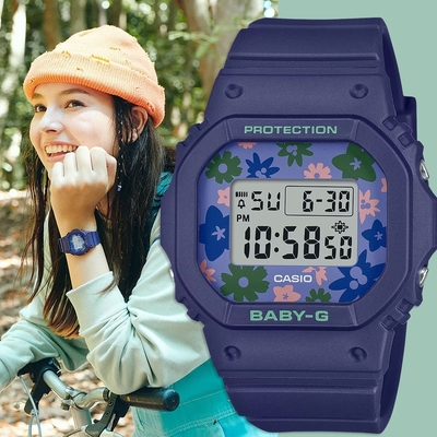 CASIO 卡西歐 BABY-G 花朵方形女錶電子錶 送禮首選 BGD-565RP-2