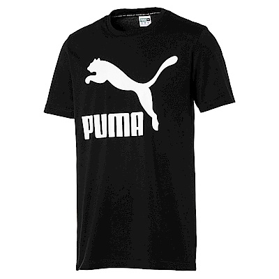 PUMA-男性流行系列經典Logo短袖T恤-黑色-歐規