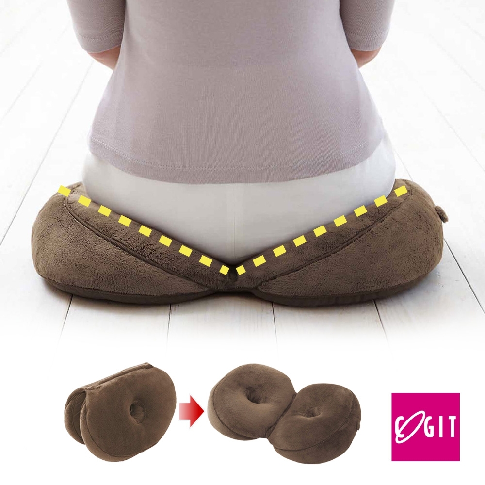 日本COGIT 貝果V型 美臀瑜珈美體坐墊 坐姿矯正美尻美臀墊-咖啡BROWN(多用款)
