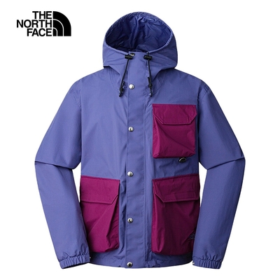 【The North Face 官方旗艦】北面男款紫色防水透氣多口袋連帽衝鋒衣｜7W7FODN