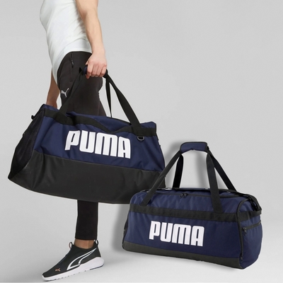 Puma 旅行袋 Challenger M 藍 白 大空間 襯墊背帶 鞋倉 健身包 訓練包 07953102