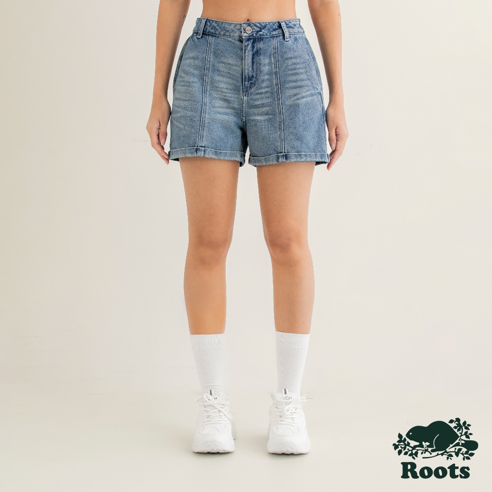 Roots 女裝- 牛仔短褲-淺藍色