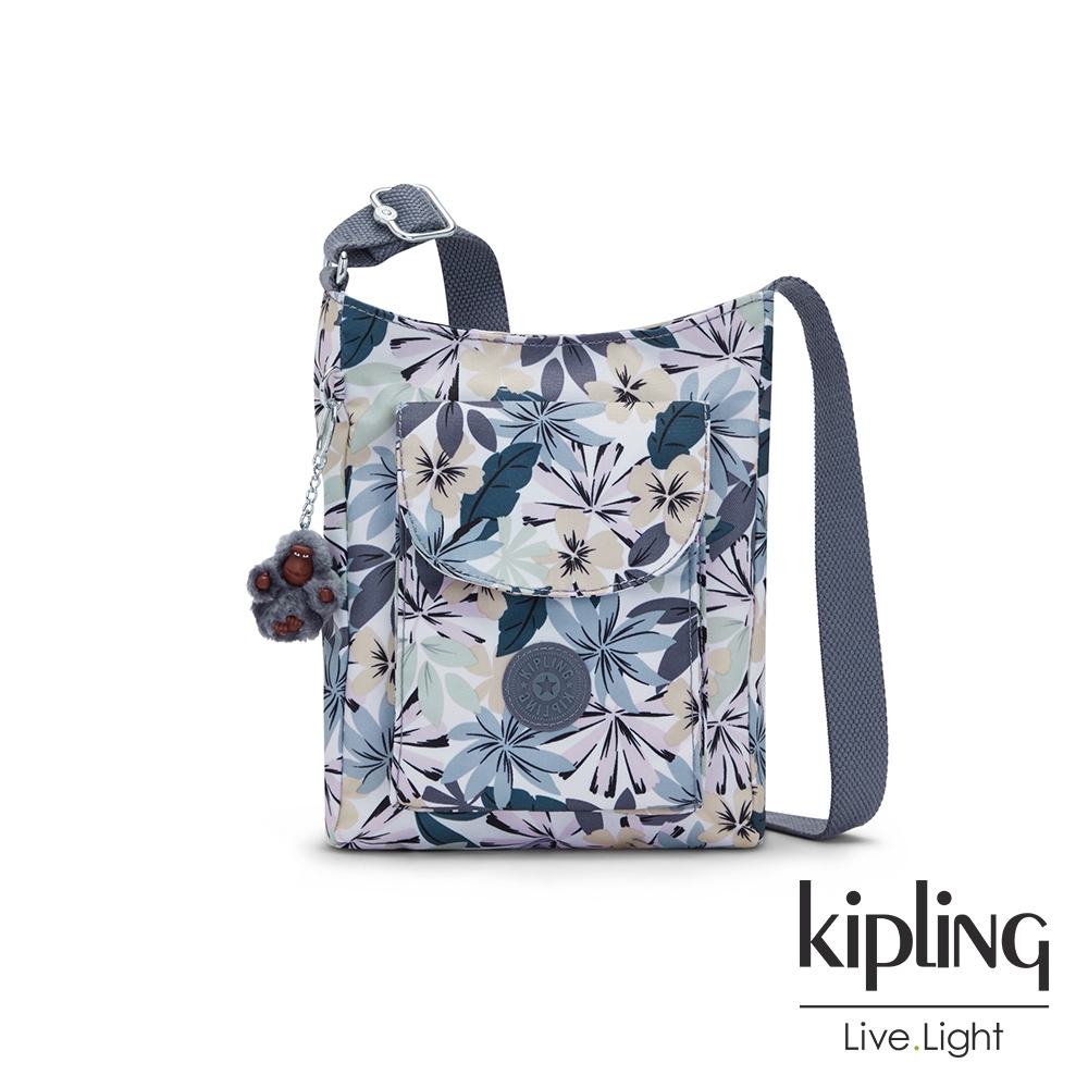 Kipling 手繪夏日百花齊放圖騰拉鍊式多功能肩背包-JULIETA