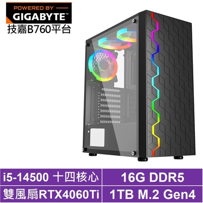 技嘉B760平台[聖堂上校]i5-14500/RTX 4060TI/16G/1TB_SSD