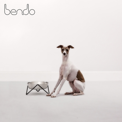 澳洲Bendo 好潮狗碗 寵物碗 寵物碗架 霧面黑架+不鏽鋼碗 22cm