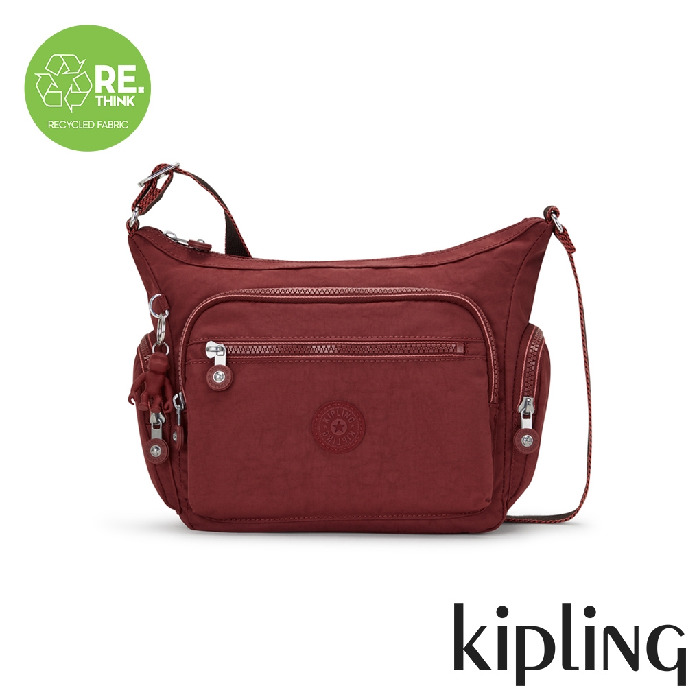 『牛角包』Kipling 勃根地鐵鏽紅多袋實用側背包-GABBIE S product image 1