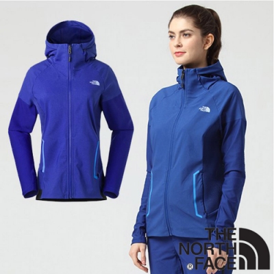 The North Face 女款 WindWall 防風防潑透氣連帽外套_藍 V