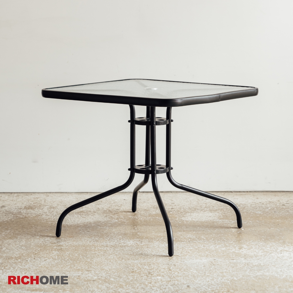 RICHOME TUMAZ-庭園玻璃大方桌W80 × D80 × H72 cm