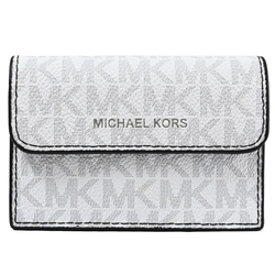 MICHAEL KORS COOPER 經典MK印花風琴式零錢名片卡夾(白/黑邊)