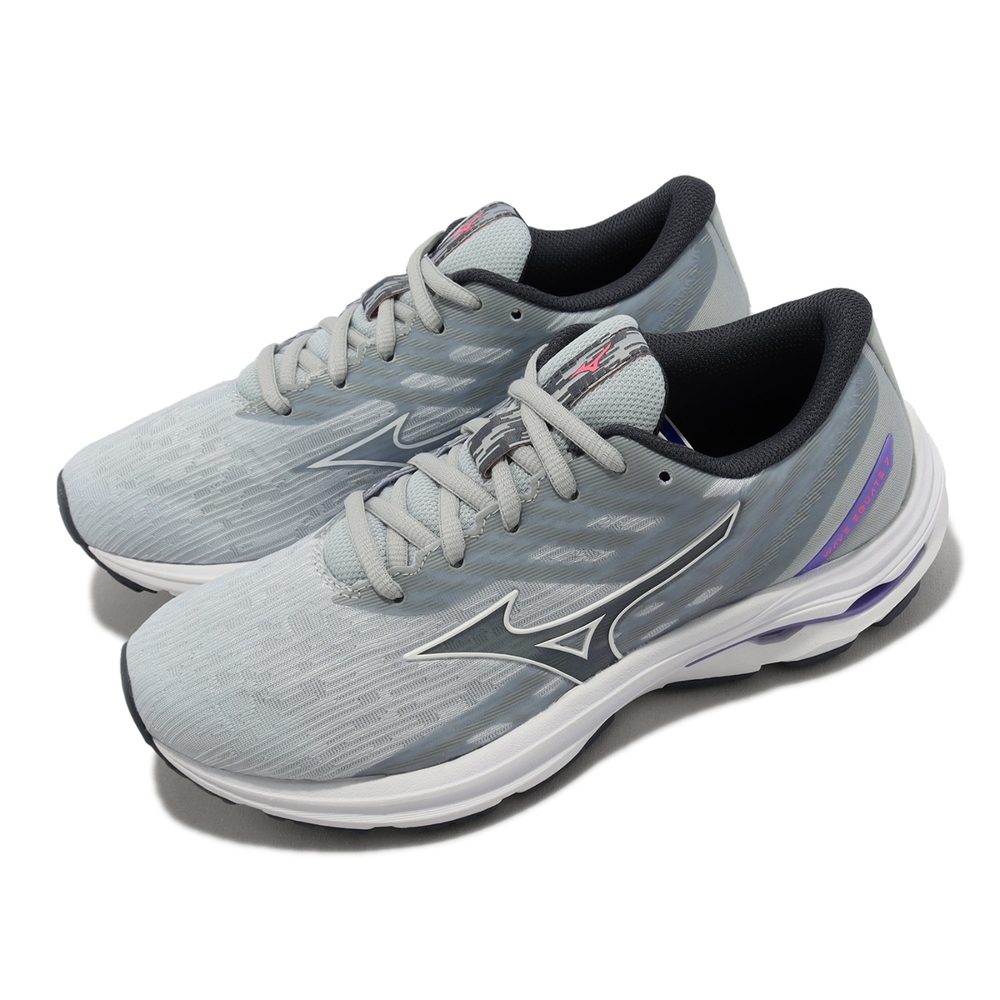 Mizuno 慢跑鞋 Wave Equate 7 女鞋 灰 紫 緩衝 運動鞋 美津濃 J1GD2348-74