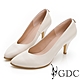 GDC-韓風裸色系氣質甜美真皮高跟尖頭鞋-米色 product thumbnail 1