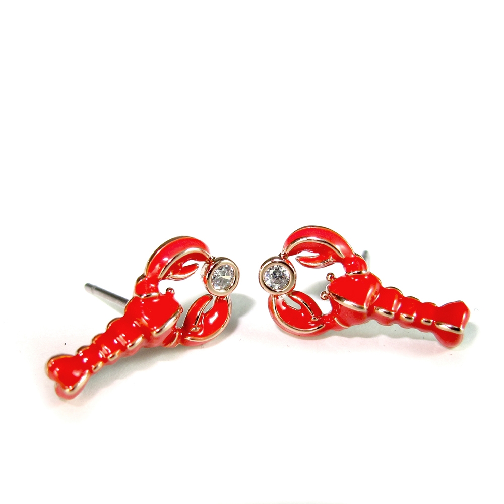 KATE SPADE 愛的小龍蝦耳針式耳環(紅色)