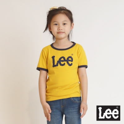 Lee 童裝 復古撞色Logo短袖圓領T 黃