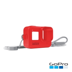 GoPro-HERO8 Black專用矽膠護套+繫繩-爆竹紅AJSST-008