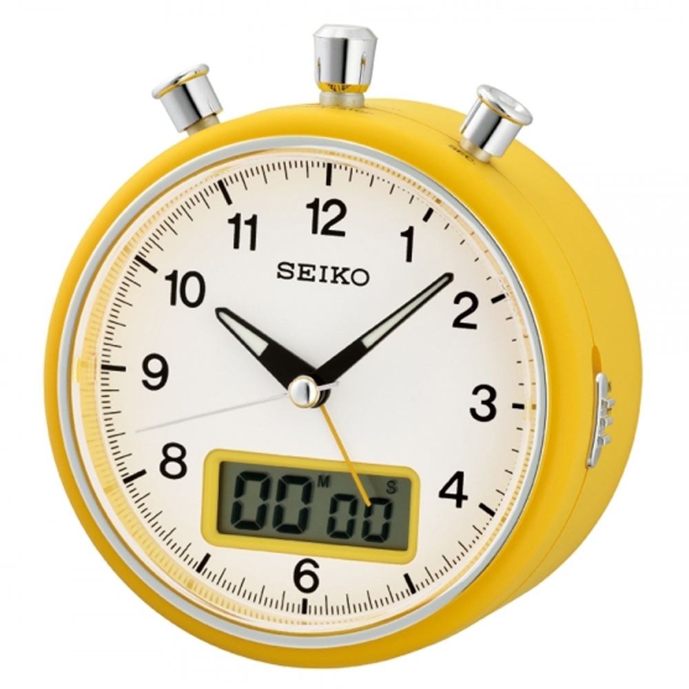 SEIKO精工 計時碼錶造型鬧鐘(QHE114E)