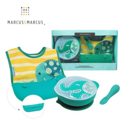 【MARCUS&MARCUS】動物樂園自主用餐學習禮盒組-大象(綠)