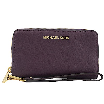 MICHAEL KORS JET SET防刮牛皮對開式手掛中夾(深紫)