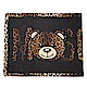 MOSCHINO 經典TOY小熊 豹紋飾邊莫代爾混絲薄圍巾-黑/咖啡色 product thumbnail 1