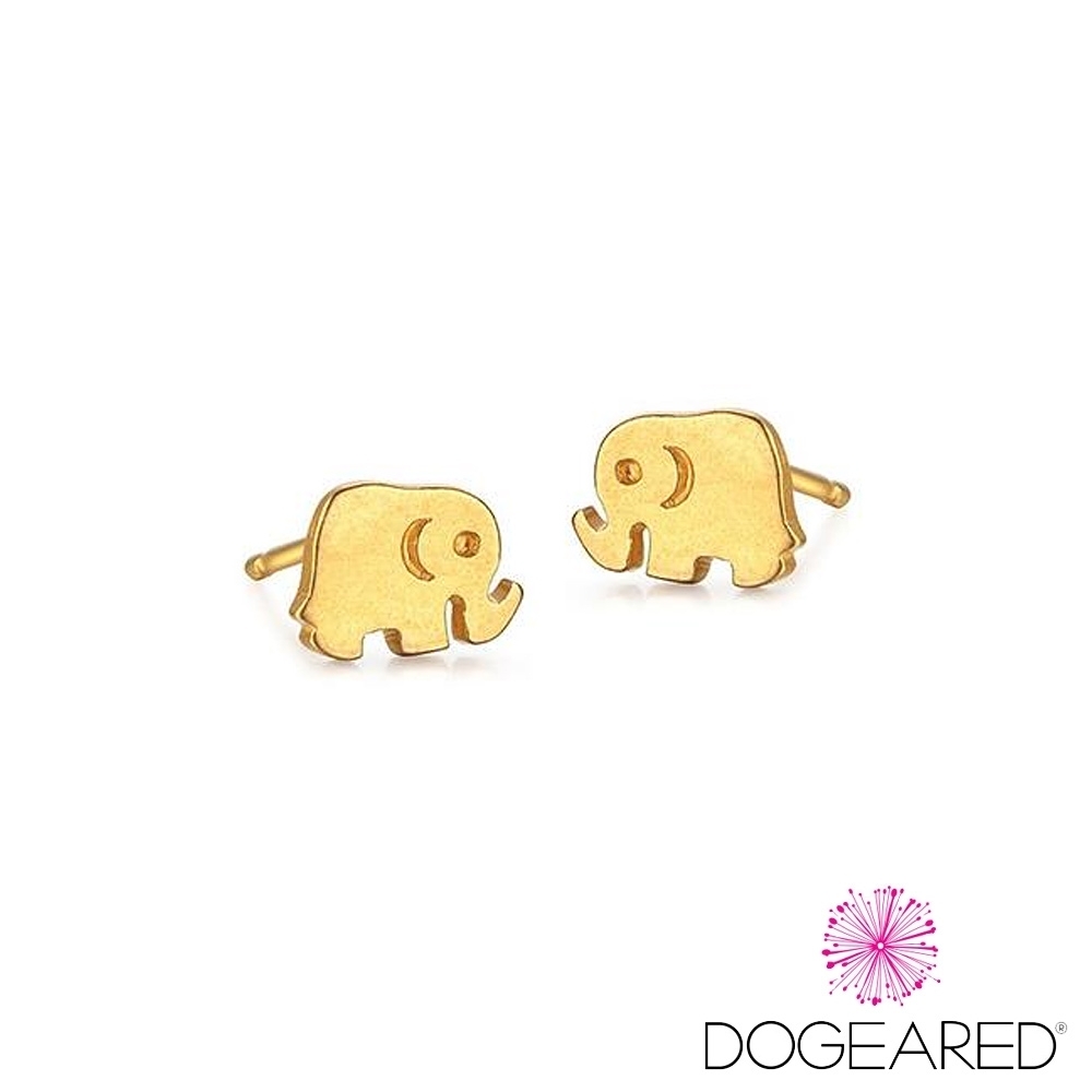 美國DOGEARED 幸運大象鍍金祈願耳釘 Elephant Stud Earrings