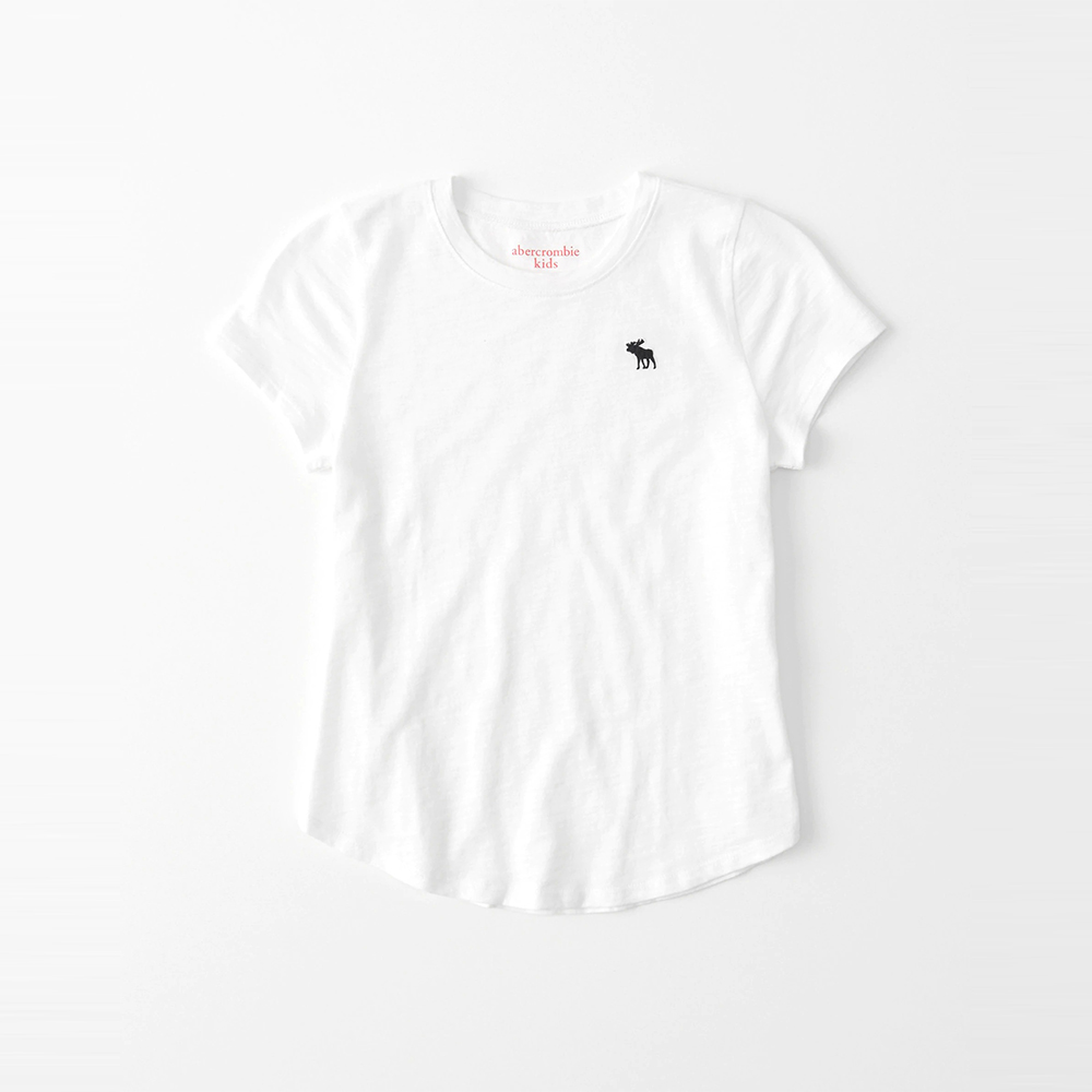 麋鹿 AF A&F 經典麋鹿標誌素面短袖T恤(女青年款)-白色
