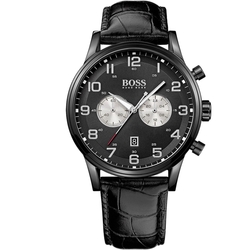 Hugo Boss 德式羅馬都會石英男錶-黑/44mm/H1512920