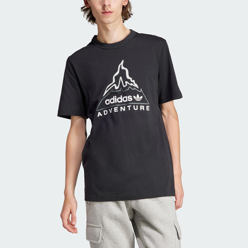 Adidas Adv Volcano Tee [IL5183] 男 短袖 上衣 T恤 亞洲版 運動 休閒 火山圖案 黑