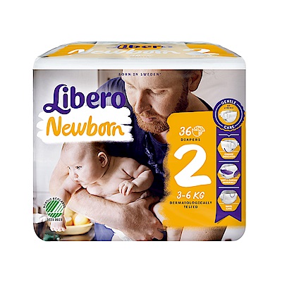 Libero麗貝樂 黏貼式嬰兒紙尿褲(2號NB-2)(36片/包)