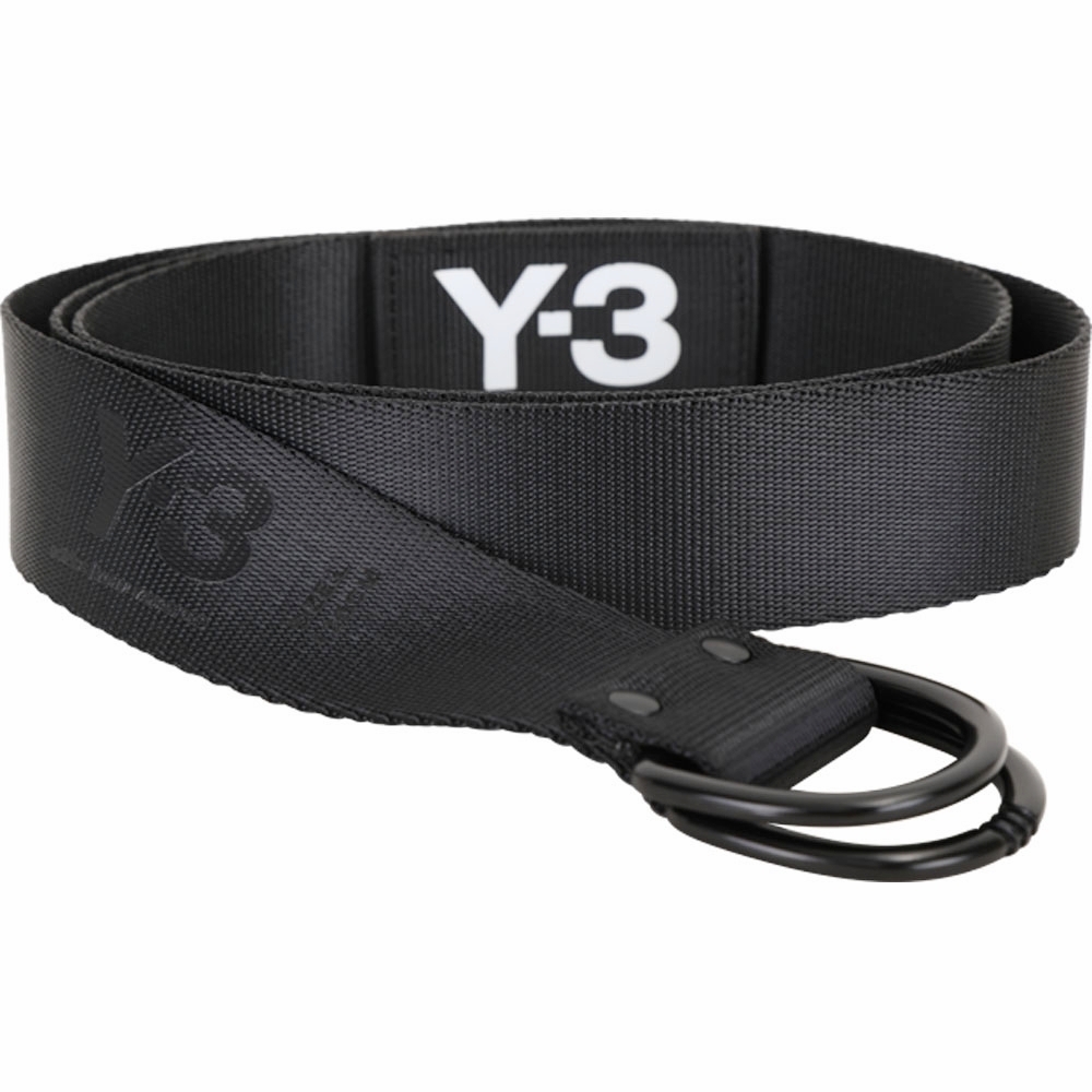 Y-3 LOGO D型環釦字母標誌織布腰帶(黑色)