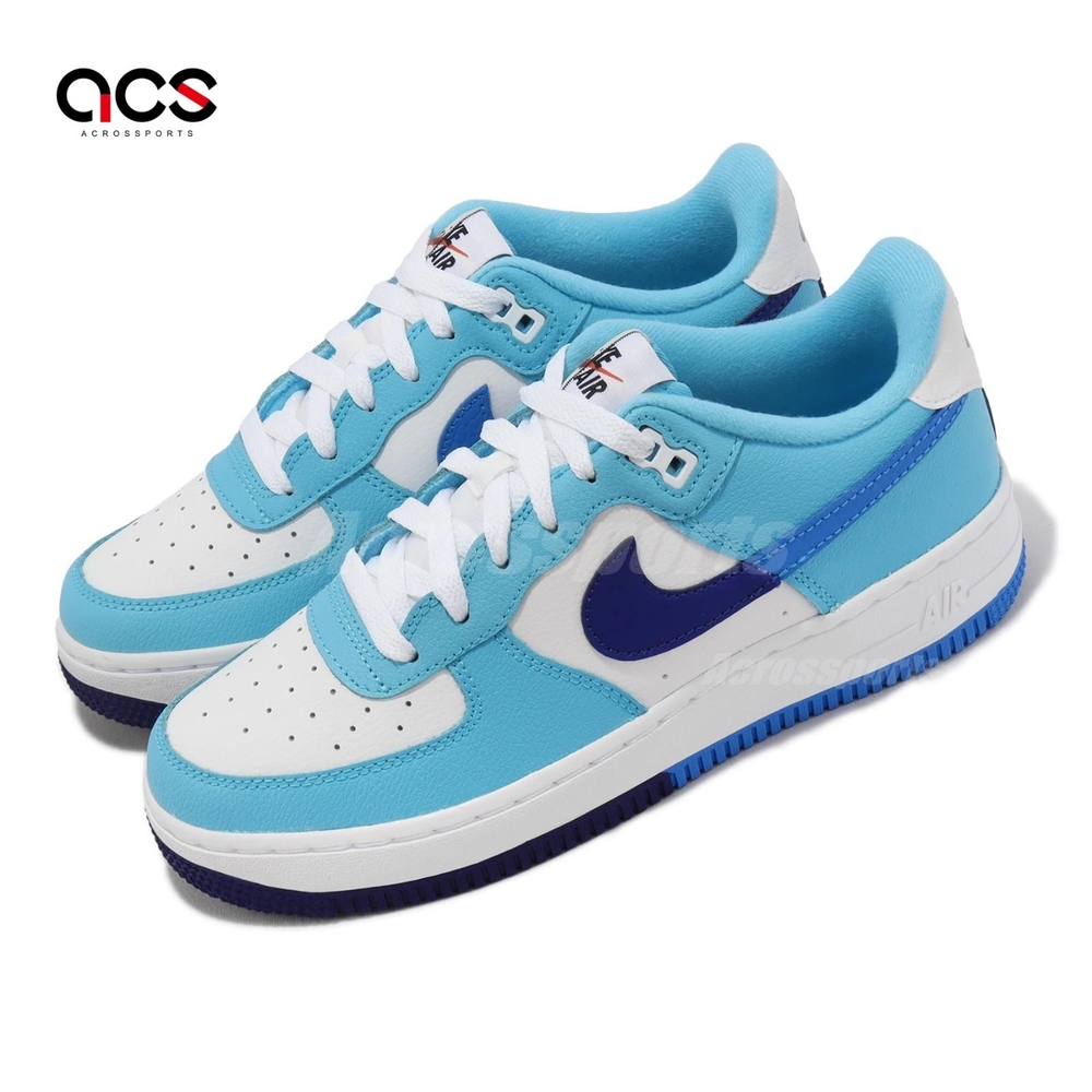 Nike 休閒鞋Air Force 1 LV8 2 GS 女鞋大童鞋白藍皮革AF1 經典DZ2660