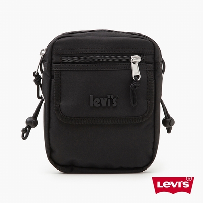 Levis 男女同款 機能系掛繩側背包 / 質感立體膠印Logo 黑