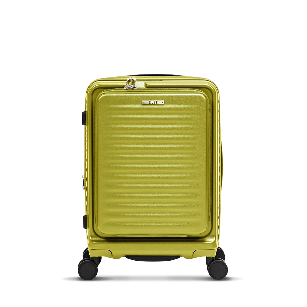 【ELLE】 ELLE Travel 波紋系列-20吋高質感前開式擴充行李箱 防盜防爆拉鍊旅行箱 (青檸綠) EL3128020-83