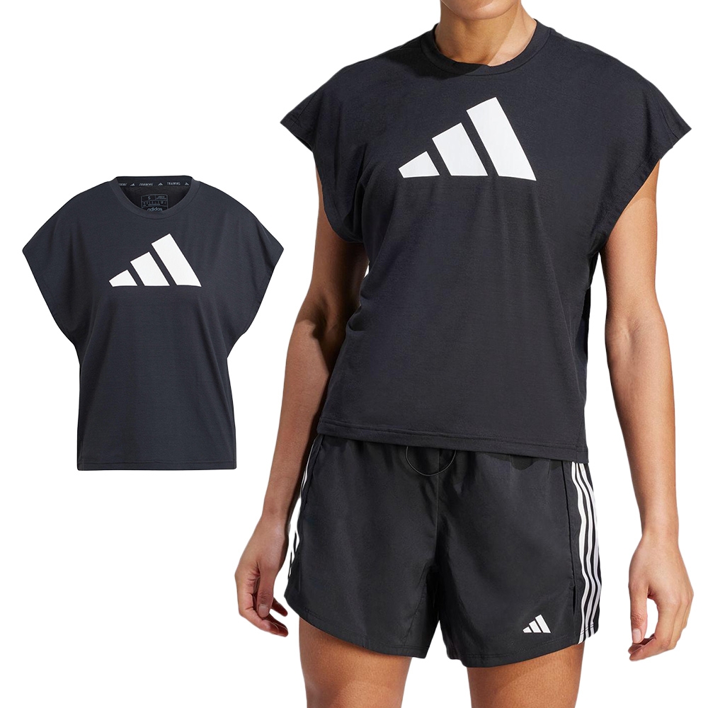 Adidas TI Logo T 女款 黑色 透氣 鏤空 運動 訓練 上衣 短袖 HY9258